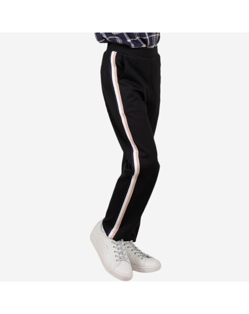 Pantalon droit bandes contrastantes noir